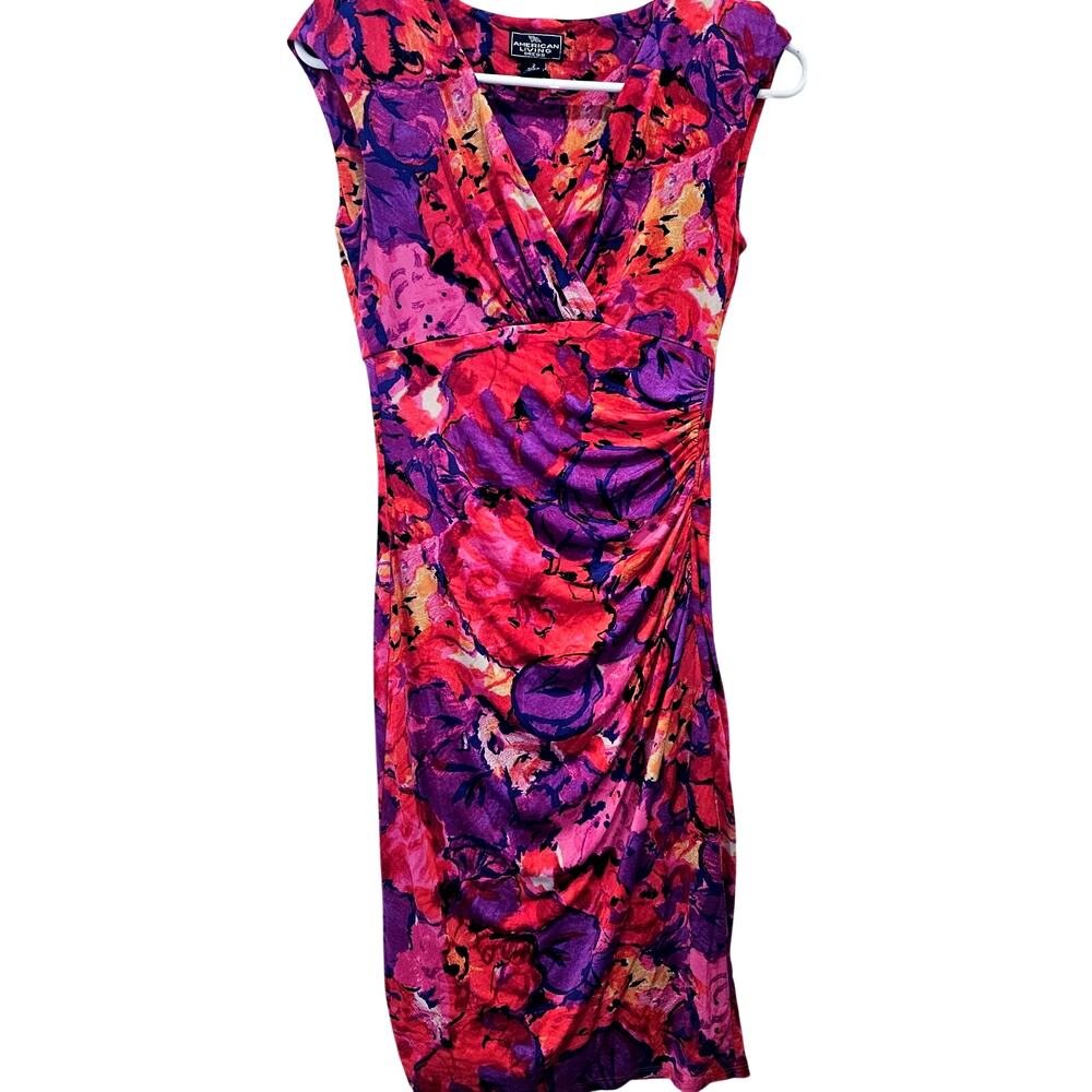 American Living Floral Ruched Sleeveless Dress Size 2 Romantic Y2K Retro